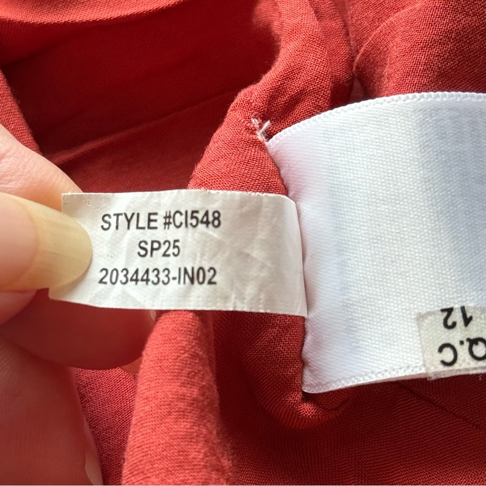 J Crew Puff Sleeve Top Blouse Ramie Fabric SP 2025 Size L Red Sand - Picture 16 of 16